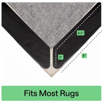 GORILLA GRIP Rug Gripper Pads, Reusable Double-Sided Stickers Keep Area Rugs Corners Flat, Grips Hardwood, Tile and Laminate Floors, Renter Friendly, Holds Down Carpet in Place, Home Décor, 8 Pcs