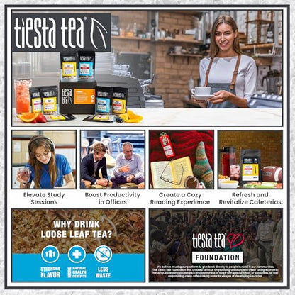 Tiesta Tea - Loose Leaf Starter Kit | Premium Starter Kit Sampler | High to Non Caffeinated | Make Hot & Iced Tea | Starter Kit with Black, Green, Herbal Tea Sample Bags and 100 Disposable Tea Filters