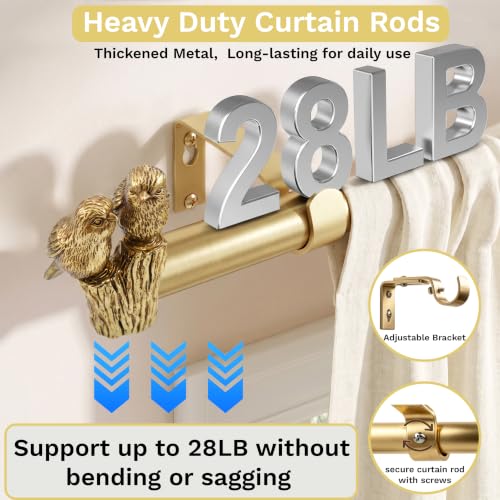 Bird Curtain Rod Finials Antique Gold Decorative Drapery Accessories