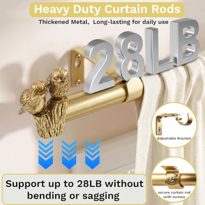 Bird Curtain Rod Finials Antique Gold Decorative Drapery Accessories