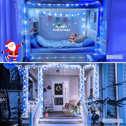 Battery Operated Rope Lights 2 Pack - Blue & White Outdoor Christmas String Lights