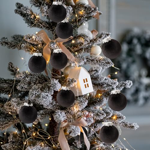 Black Velvet Christmas Ornaments Set - 30 Pcs 2.36 Inch Holiday Decor