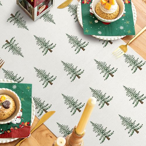 Beige Christmas Tree Table Runner 13x72 Inch Farmhouse Holiday Decor