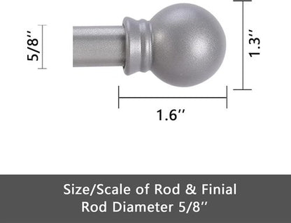 GXOACKJ Decorative Curtain Rods - Heavy Duty Metal, 66-120 Inch, Silver Finish with Brackets