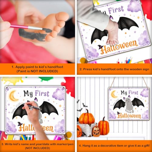 My First Halloween Bat Footprint Sign Baby Keepsake - Toddler Handprint Decor