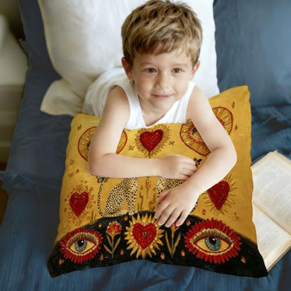 Yellow Leopard Pillow Cover 18x18 Inches - Cozy Home Decor Cushion