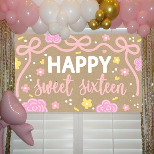 Happy 16th Birthday Backdrop for Sweet Sixteen Decorations - Variation of THIS listing
