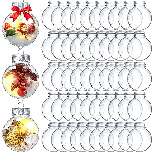 100 Clear Plastic Christmas Ornament Balls 1.96 Inch Fillable Decorations