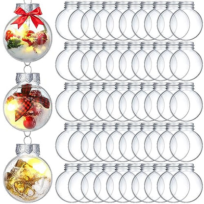 100 Clear Plastic Christmas Ornament Balls 1.96 Inch Fillable Decorations