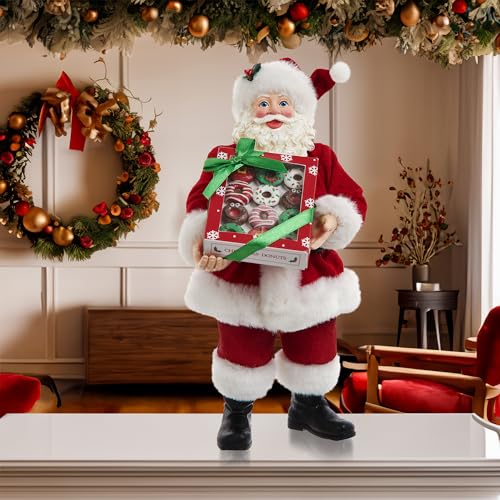 Festive Santa Figurine with Donuts - 10.5-inch Holiday Decor