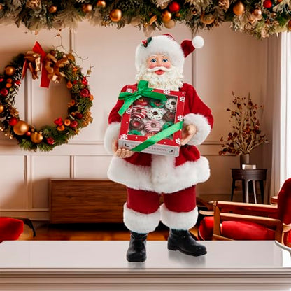 Festive Santa Figurine with Donuts - 10.5-inch Holiday Decor