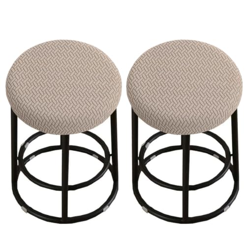 Stretch Round Bar Stool Covers Khaki 2 Pack - Universal Fit for 13-18" Chairs