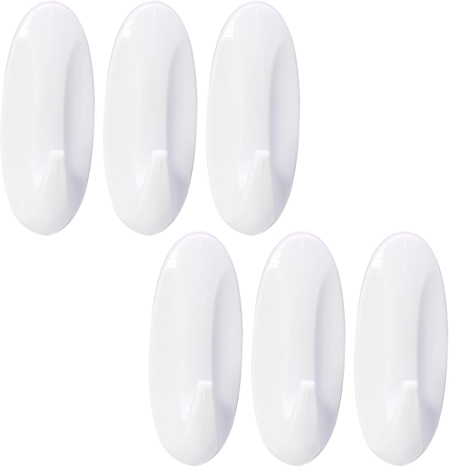 Medium Utility Hooks - 6 Pack, Damage-Free Self-Adhesive Heavy-Duty Hooks for Easy Wall Hanging
