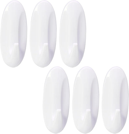 Medium Utility Hooks - 6 Pack, Damage-Free Self-Adhesive Heavy-Duty Hooks for Easy Wall Hanging