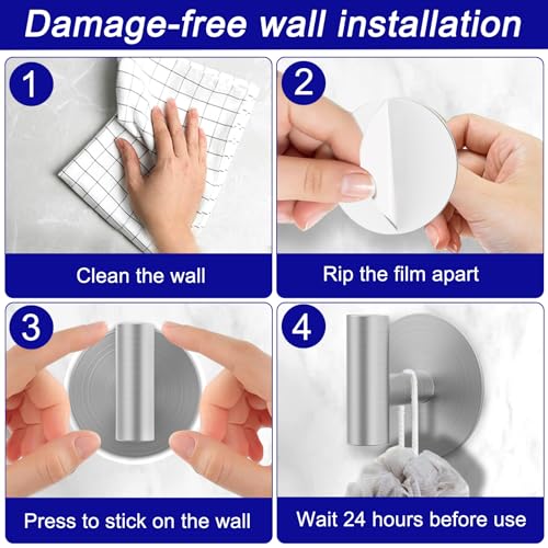Wall Towel Hooks Adhesive Waterproof Hooks for Bathroom Kitchen Coat