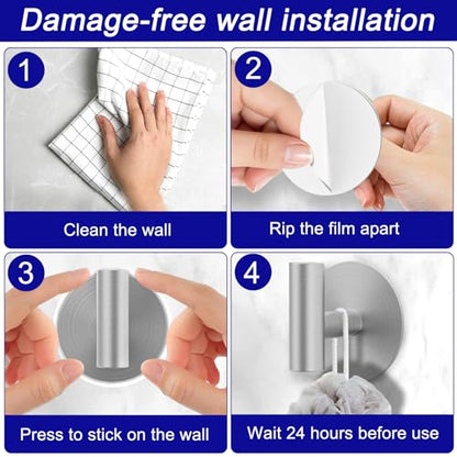 Wall Towel Hooks Adhesive Waterproof Hooks for Bathroom Kitchen Coat