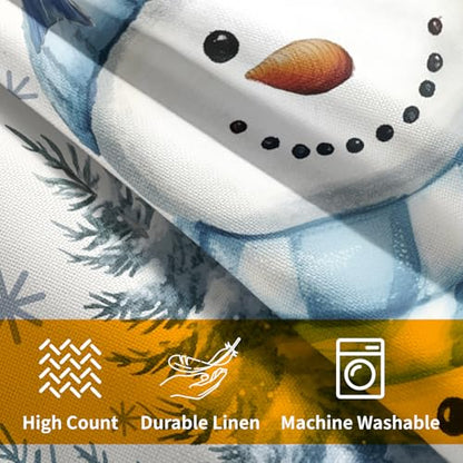 Sky Blue Christmas Snowman Pillow Covers 16x16 Inch Pack of 2 Winter Home Decor
