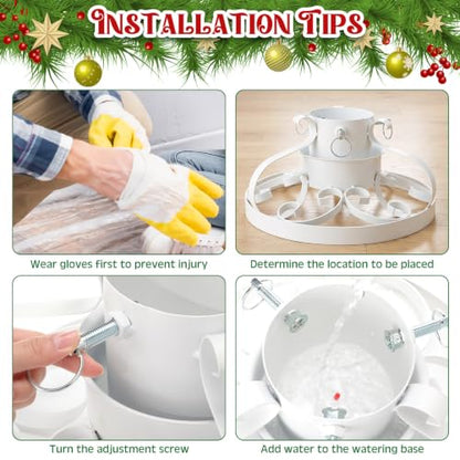 Christmas Tree Stand with Water Reservoir - White, Supports Trees Up to 8.5ft