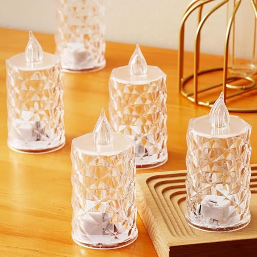 Battery Operated Flameless LED Tea Light Candles 12 Pack - White / Pack of 12