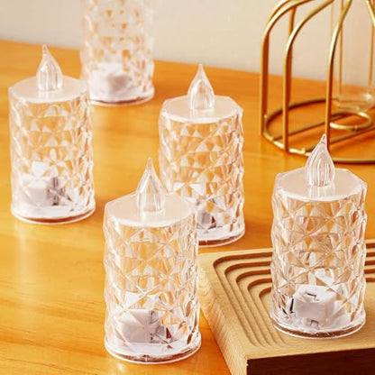 Battery Operated Flameless LED Tea Light Candles 12 Pack - White / Pack of 12