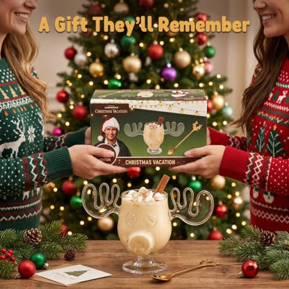 Asaint Christmas Moose Mug with Short Legs - Holiday Moose Glass for Coffee & Drinks