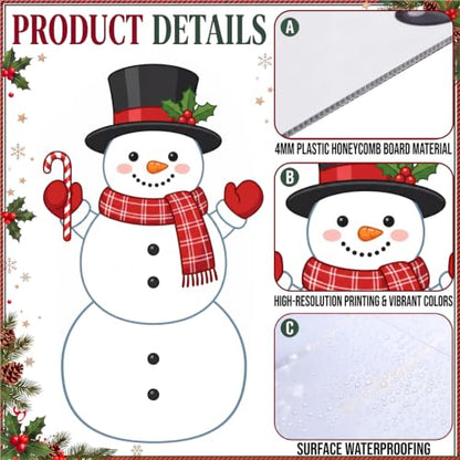 Giant Snowman Door Sign Decorations for Christmas Front Door - Snowman Variation