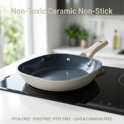 Skiennix 8-Inch Ceramic Nonstick Frying Pan | Eco-Friendly, PFAS & PFOA-Free, Induction Compatible