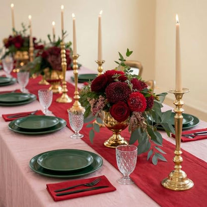 Pure Linen Table Runner Cherry 14x48 Inches - Handcrafted Home Decor
