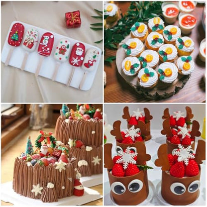Christmas Silicone Molds - Snowflake Snowman Santa Tree Holly for Cake & Candy Decorating - Variation of Christmas Molds