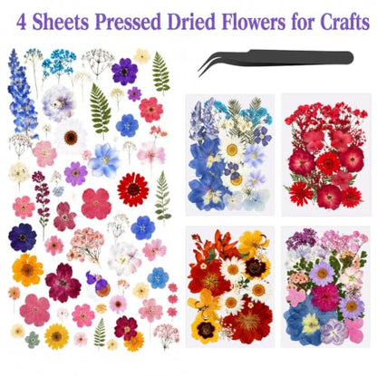 76 Pcs Natural Dried Flowers for Resin Crafts, Pressed Flower Decorations