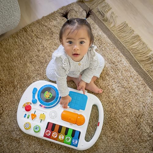 Baby Einstein Musical Mix ‘N Roll 4-in-1 Push Walker, Activity Center, Toddler Table & Floor Toy, 100+ Songs & Phrases, DJ Station with Piano
