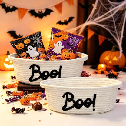 Halloween Ghost Woven Basket Set - Trick-or-Treat Candy & Gift Baskets