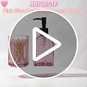 Pink Glass Bathroom Accessories Set with Toothbrush Holder - 14oz