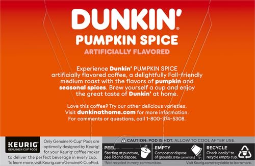 Dunkin' Pumpkin Spice Flavored Coffee, 10 Keurig K-Cup Pods