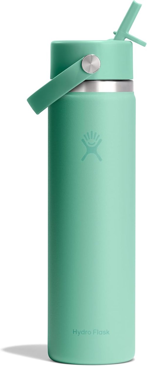 Hydro Flask Water Bottle - Insulated Stainless Steel - 24 Oz Mermaid Green with Wide Straw Lid