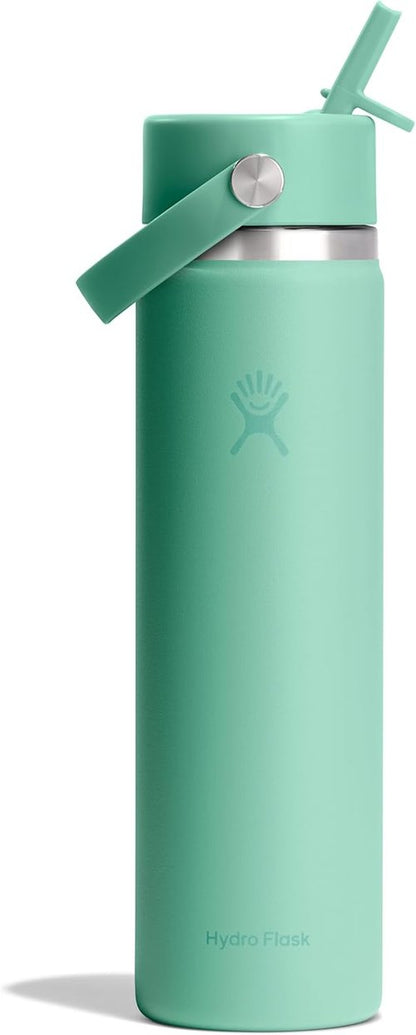Hydro Flask Water Bottle - Insulated Stainless Steel - 24 Oz Mermaid Green with Wide Straw Lid