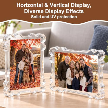 4x6 Acrylic Picture Frame 3 Pack - Magnetic Double-Sided Scalloped Display - Variation of THIS listing