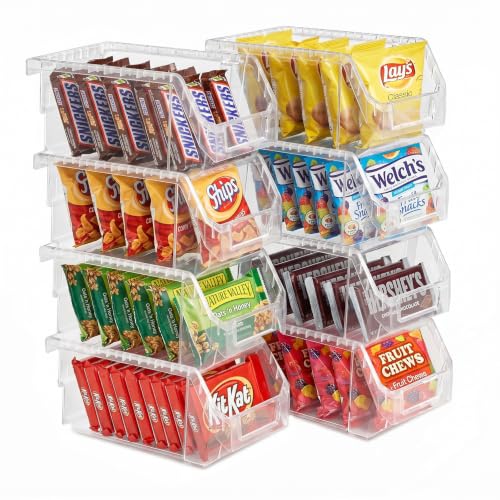 Sorbus Clear Stackable Storage Bins 8 Pack - Open Front Pantry Organizer