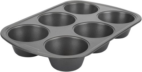 GoodCook Jumbo Texas Muffin Pan - 6-Cup Nonstick Steel Bakeware | Gray Finish