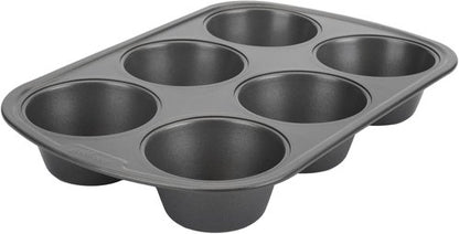 GoodCook Jumbo Texas Muffin Pan - 6-Cup Nonstick Steel Bakeware | Gray Finish