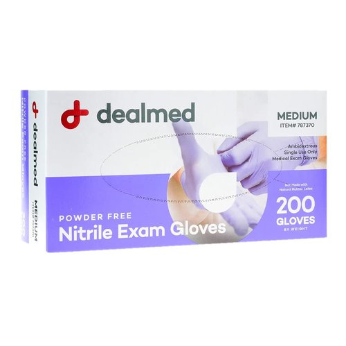 Dealmed Nitrile Exam Gloves - Medical Grade, Disposable, Latex-Free, Medium (200 Count)