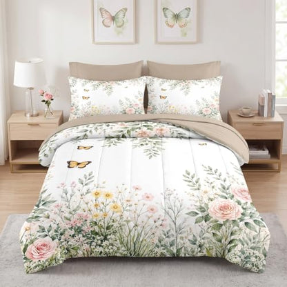 WeCozy Full Size Floral Wildflower Comforter Set - Soft & Cozy Bedding