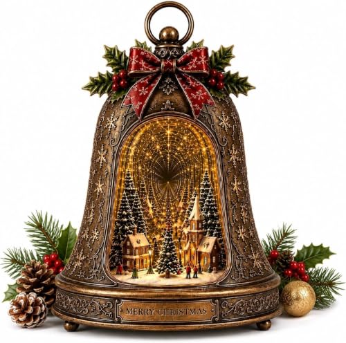 Christmas Village Infinity Bell - Lighted 3D Holiday Decor with Warm LED Glow