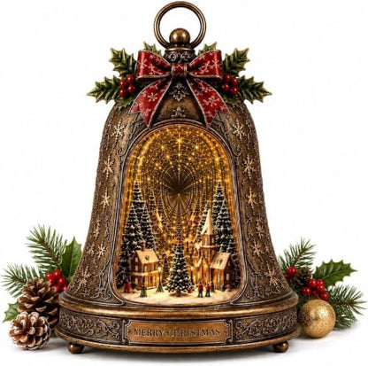 Christmas Village Infinity Bell - Lighted 3D Holiday Decor with Warm LED Glow