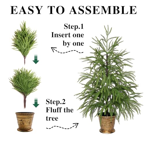 Set of 2 3ft Norfolk Pine Artificial Christmas Trees - Small Potted Holiday Decor