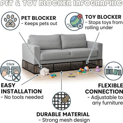 12-Pack 8-Inch Under Couch Blocker for Bed and Furniture - Jet Black