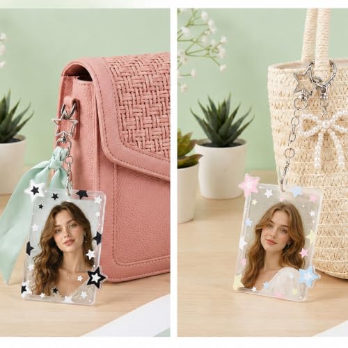 2-Pack Star Photocard Holders with Keychains for Idol Cards and Photos
