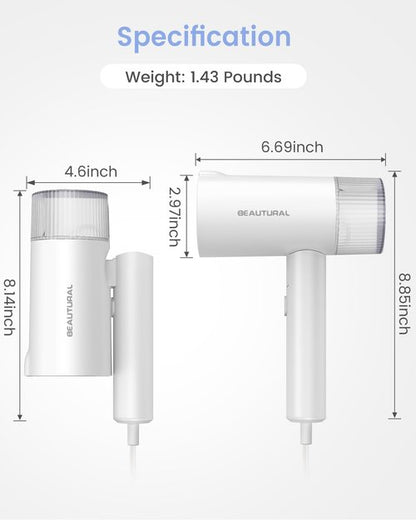 BEAUTURAL Steamer for Clothes, Portable Garment Wrinkle Remover, Fast 30s Heat-up, Foldable and Handheld, 120V Only (Not for 220V Europe), White