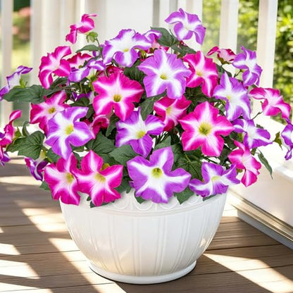Artificial Petunia Flowers for Outdoors - Fuchsia 4 Pack
