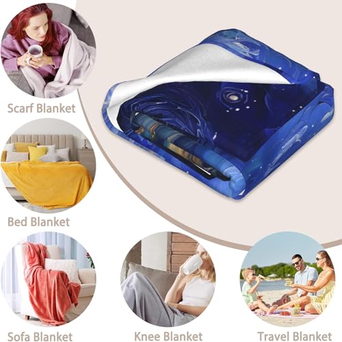 Guitar and Tree Throw Blanket for Kids & Adults - Soft Cozy Flannel 60x80